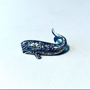 Beautiful filigreed whale brooch/pin.  Sterling silver.
